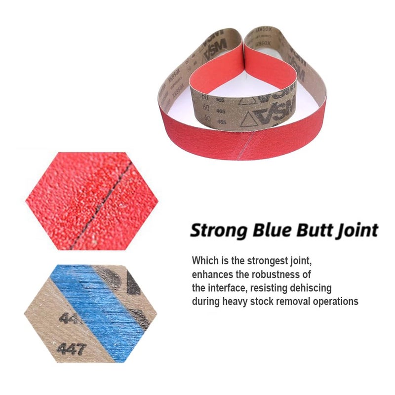 Rams Bralin 10 x 2 inch Rubber Expansion Wheel Ceramic Sanding Belt Sleeves Motor Bench Abrasive Wheel Grinder Machine Accessories (4 pcs Ceramic Belts P60) - Image 4